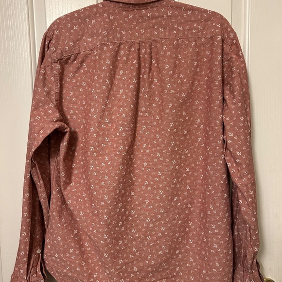 J Crew Men's Nautical Salmon Anchor Button Down Shirt Size Medium - Picture 5 of 7